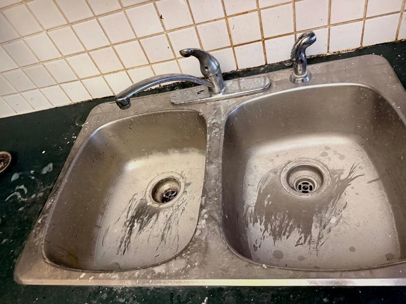 Kitchen sink before cleaning